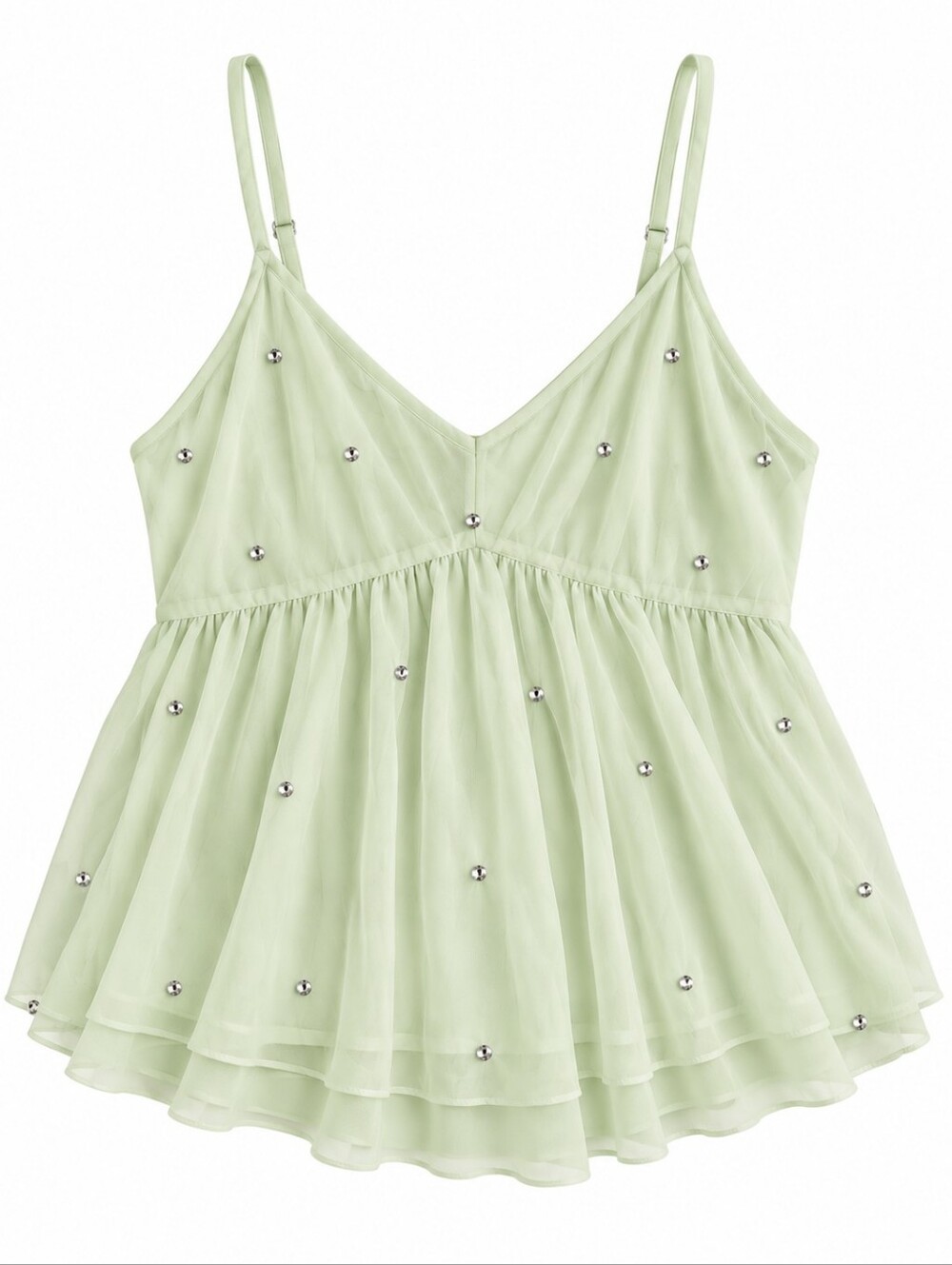 Old Navy Light Green Rhinestone Embellished Ruffle Cami Top